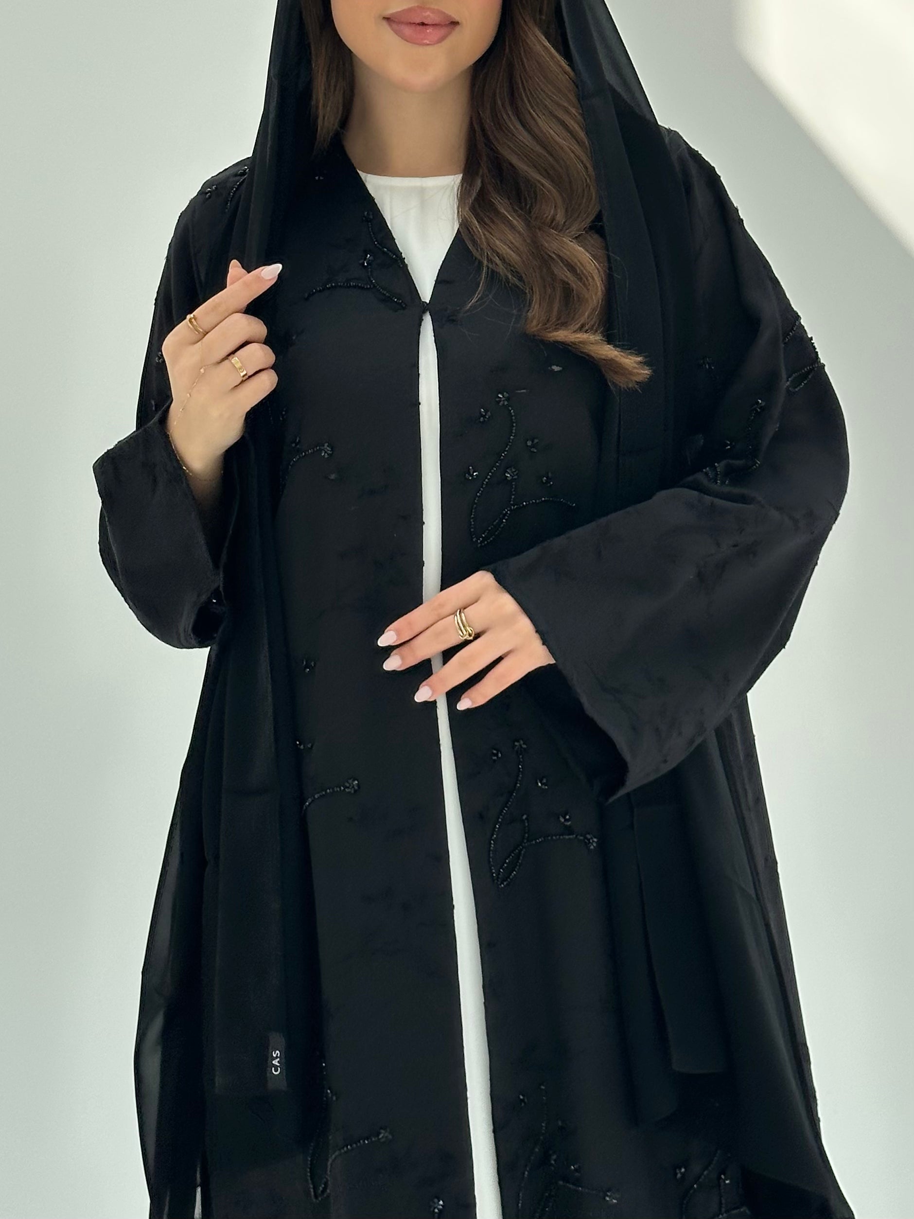 C 1856 Black Beaded Abaya