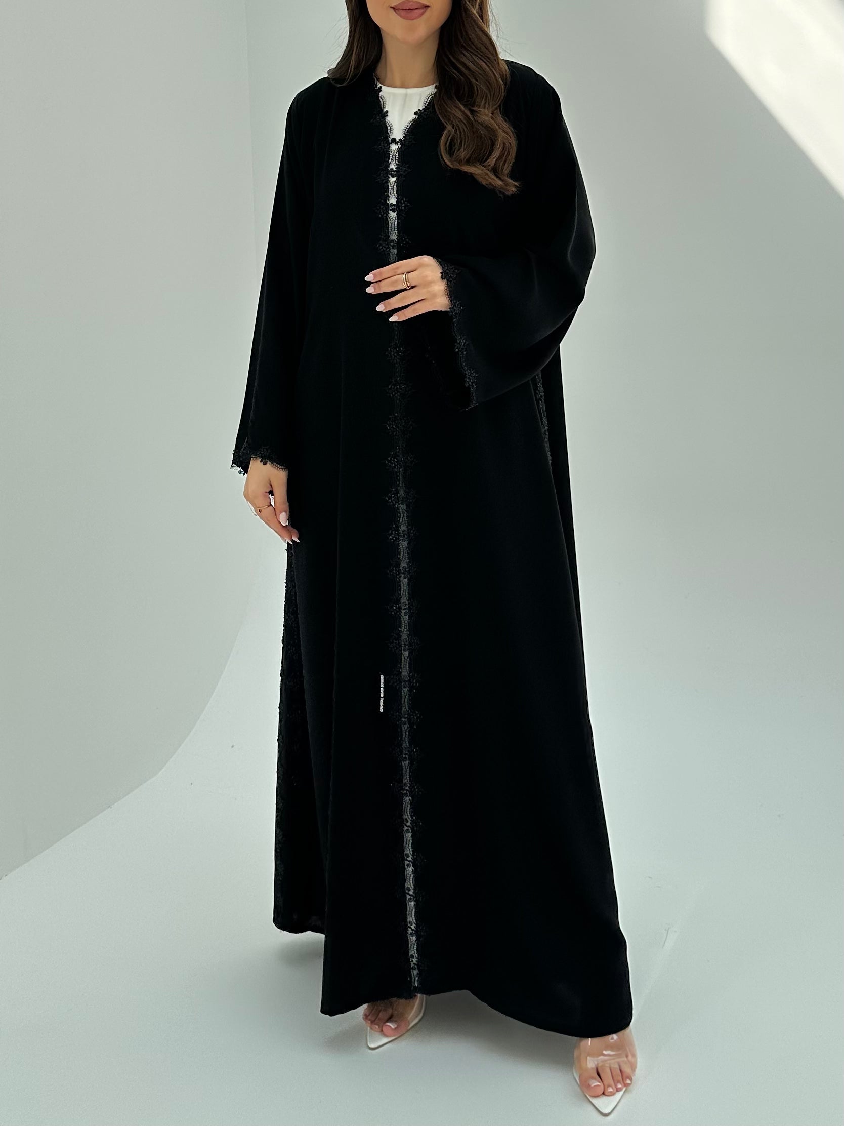 C 1857 Black Lace Abaya