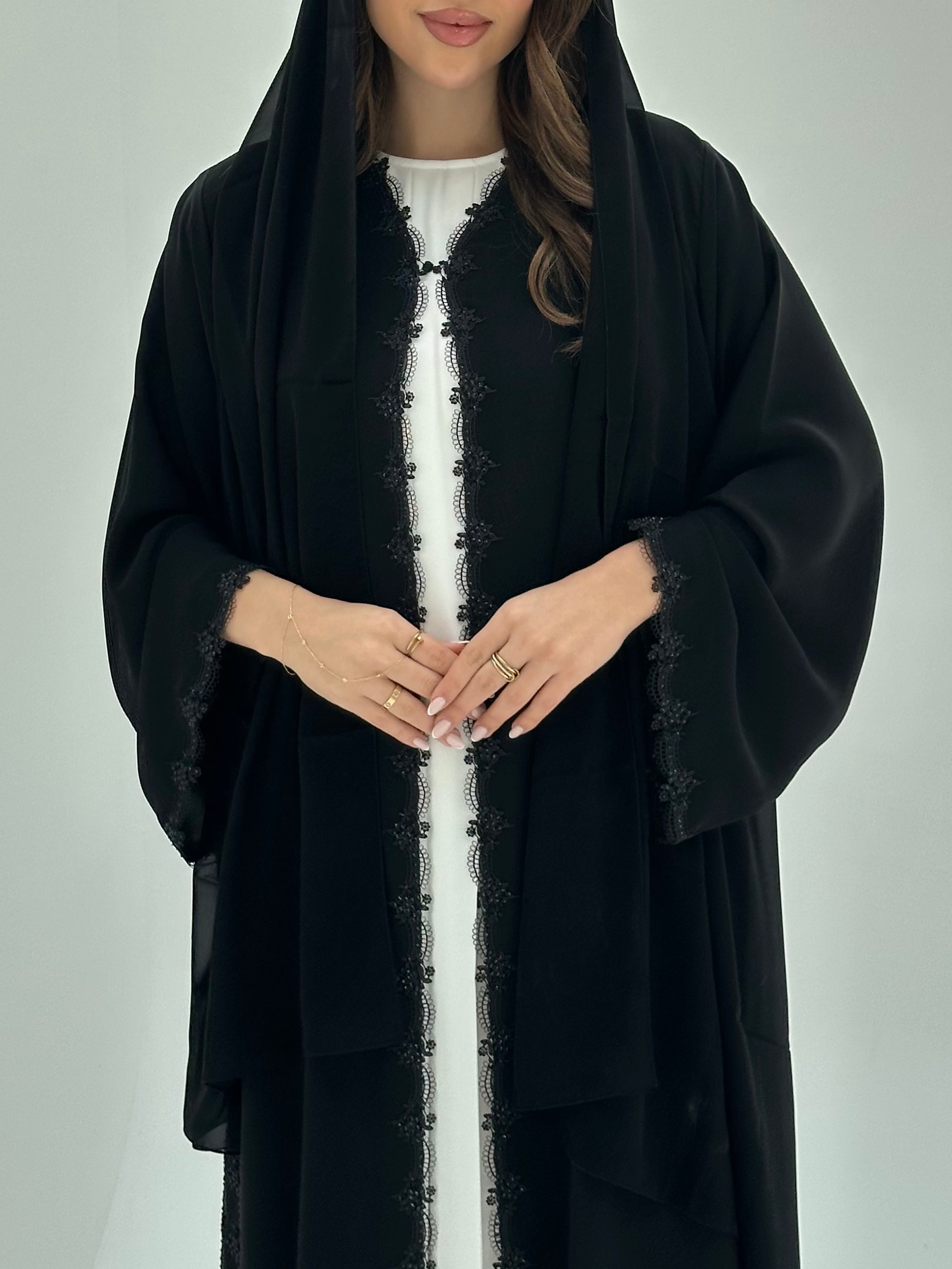 C 1857 Black Lace Abaya