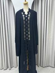 C 1555-02 Black Beaded Lace Abaya