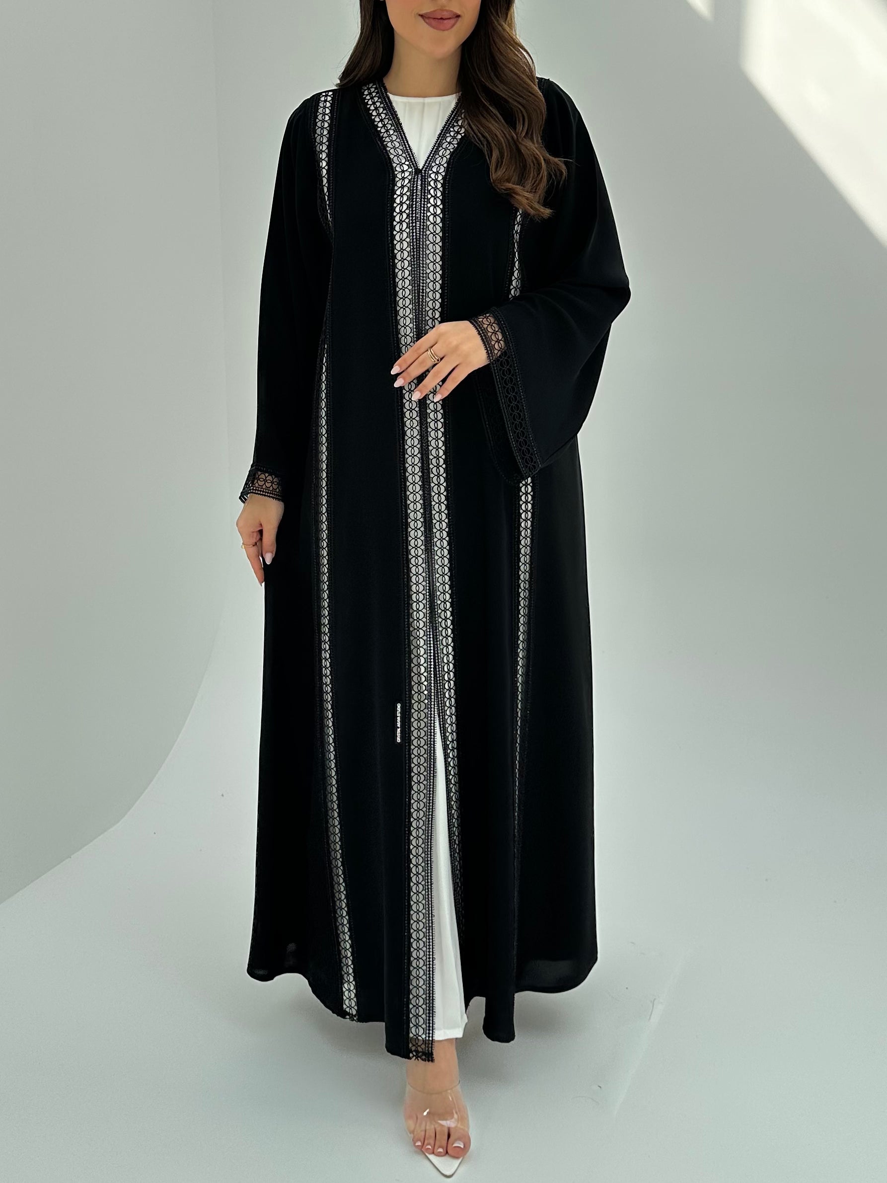 C 1858 Black Lace Abaya