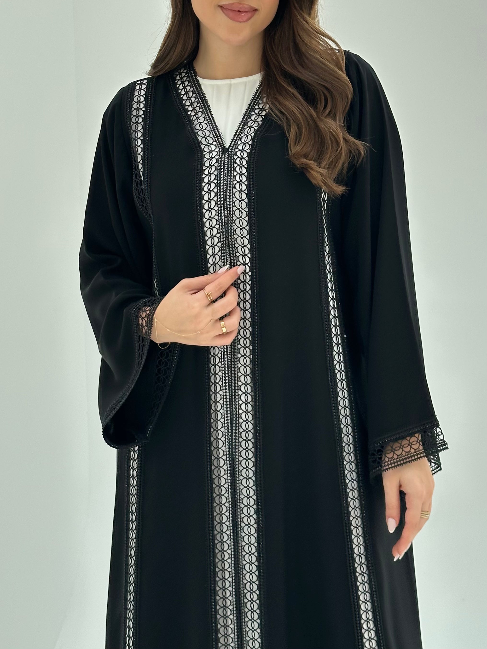 C 1858 Black Lace Abaya