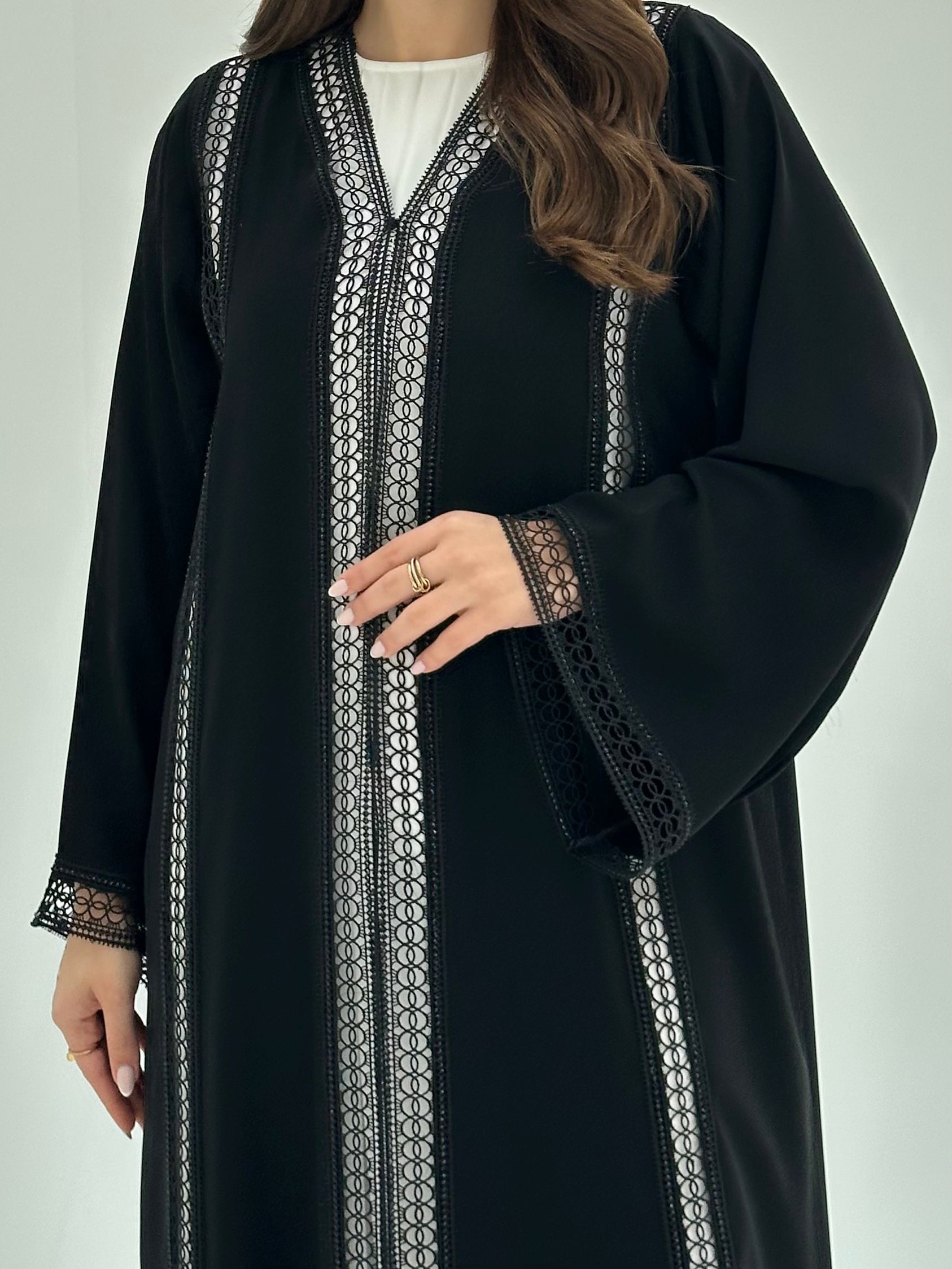 C 1858 Black Lace Abaya