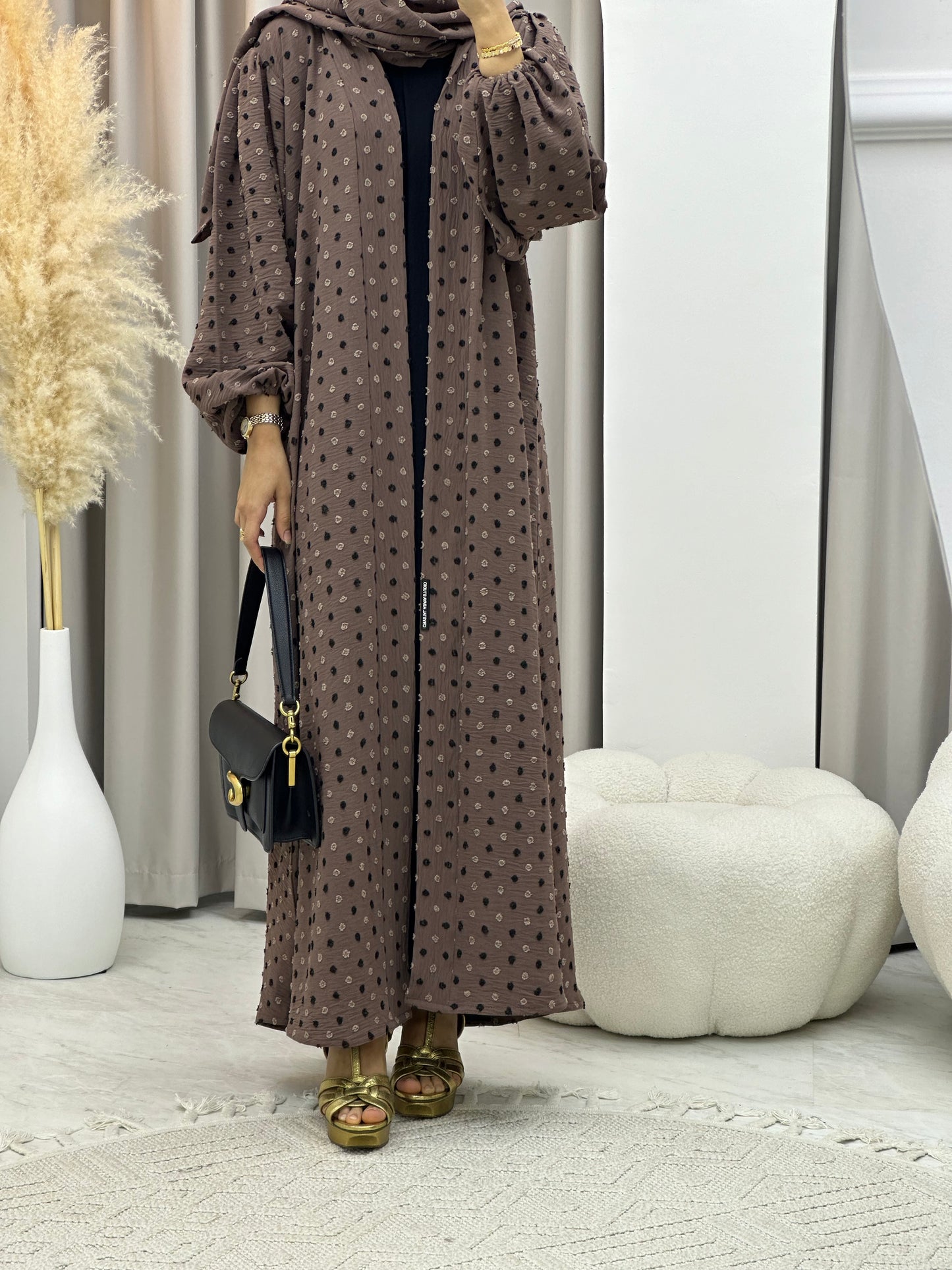 C 0202-04 Tan Dots Abaya