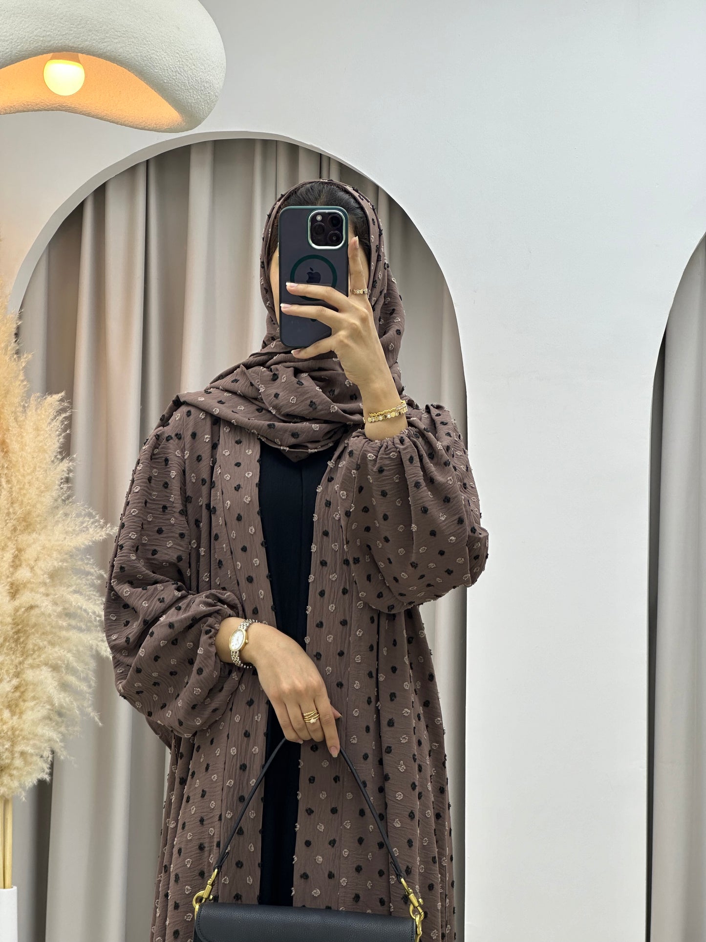 C 0202-04 Tan Dots Abaya