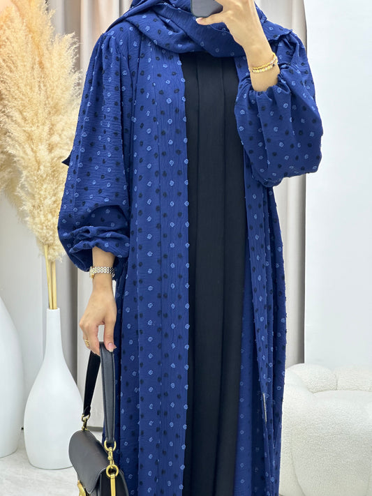 C 0202-01 Blue Dots Abaya