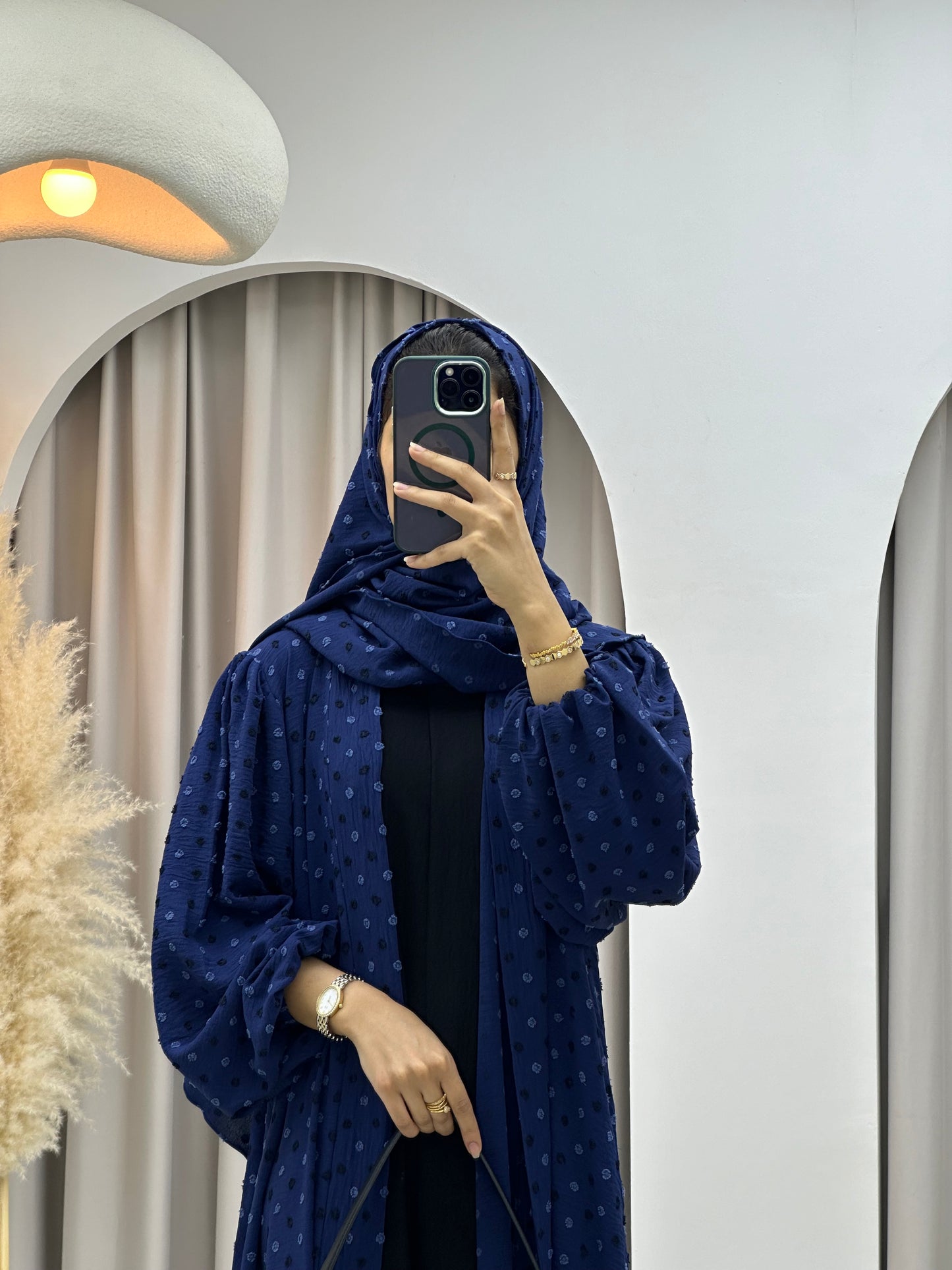 C 0202-01 Blue Dots Abaya