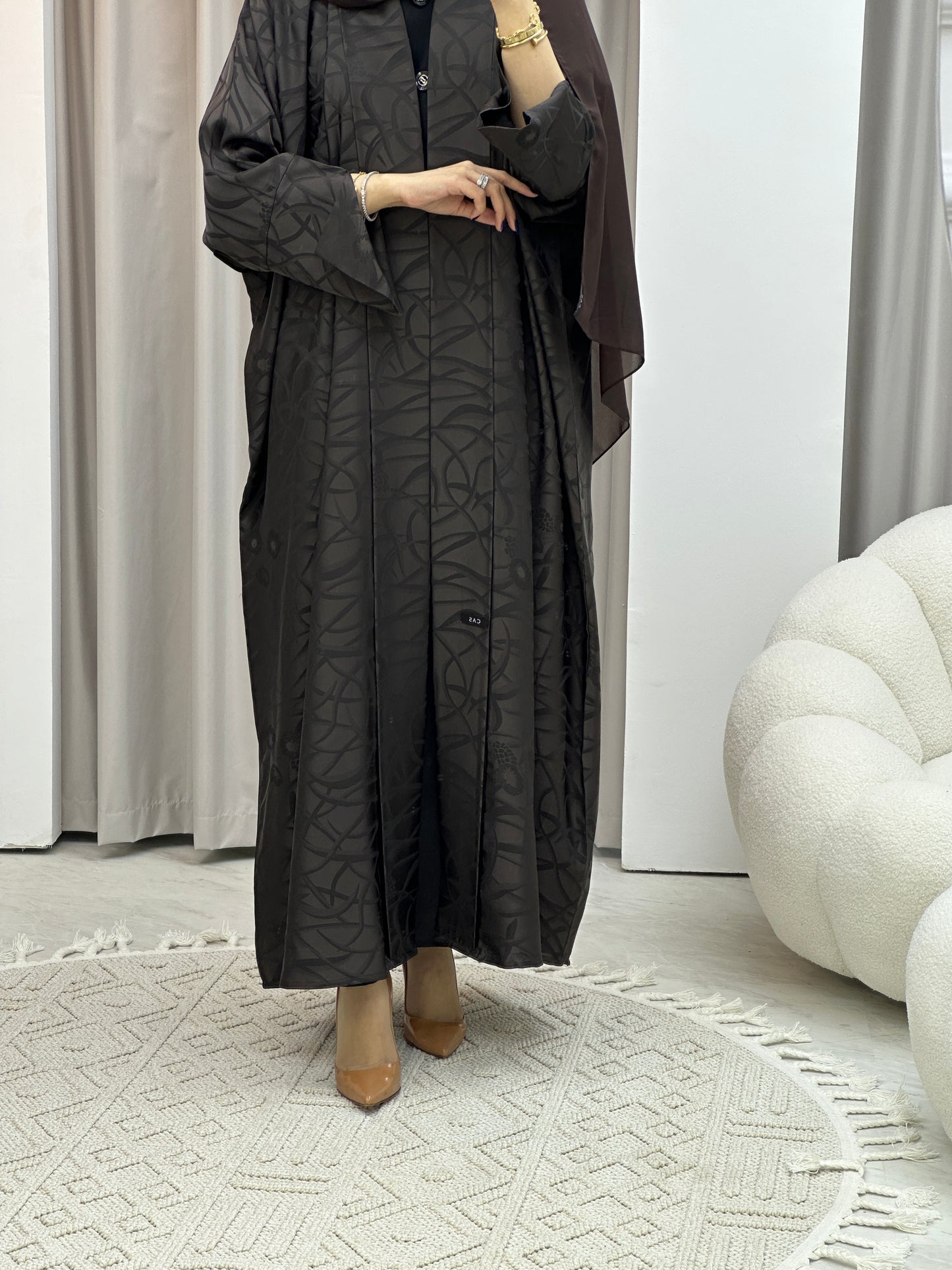 C Brown Swirl Bisht Abaya