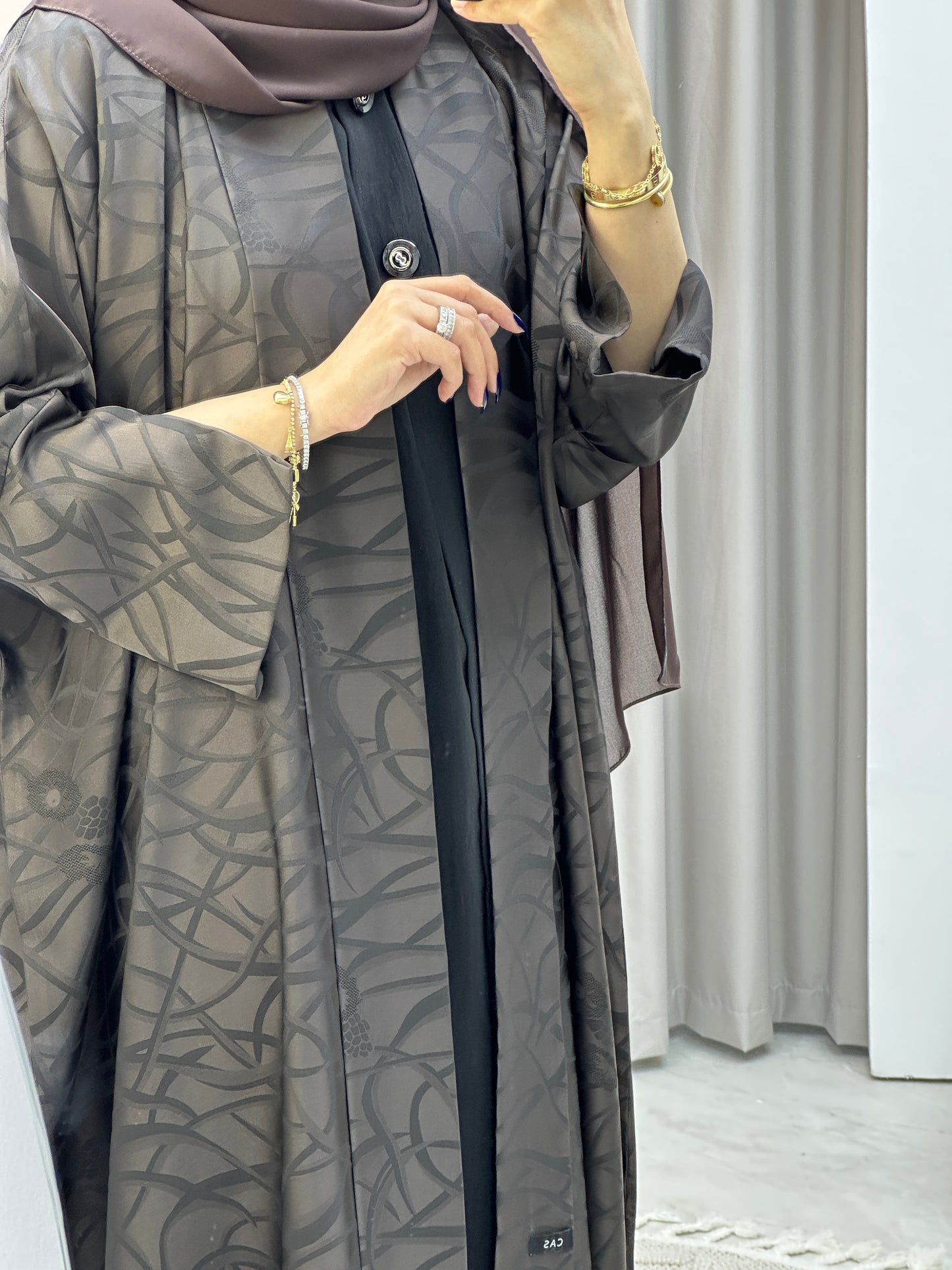 C Brown Swirl Bisht Abaya