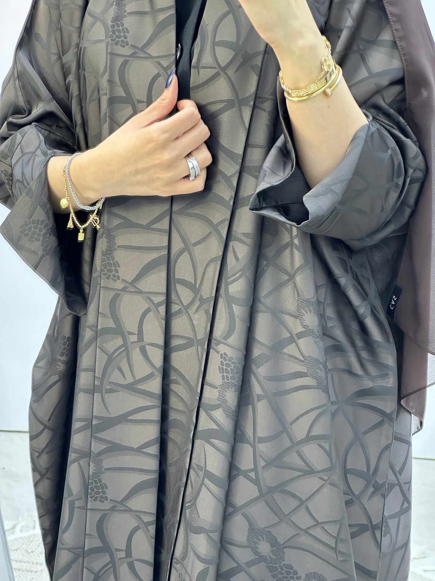 C Brown Swirl Bisht Abaya