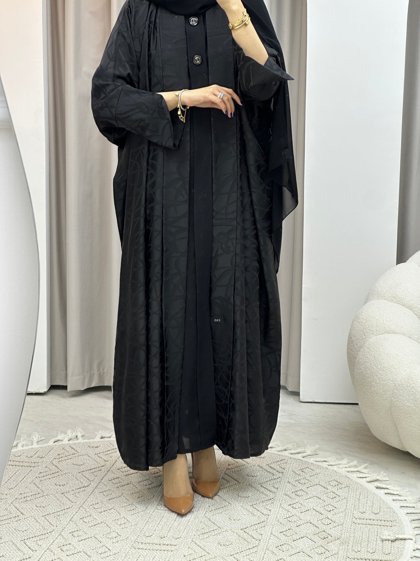 C RTW Black Swirl Bisht Abaya