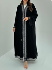 C 1860 Black Crystal Lace Abaya
