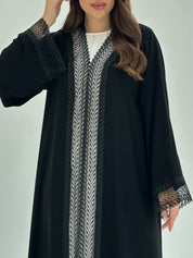 C 1860 Black Crystal Lace Abaya