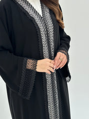 C 1860 Black Crystal Lace Abaya