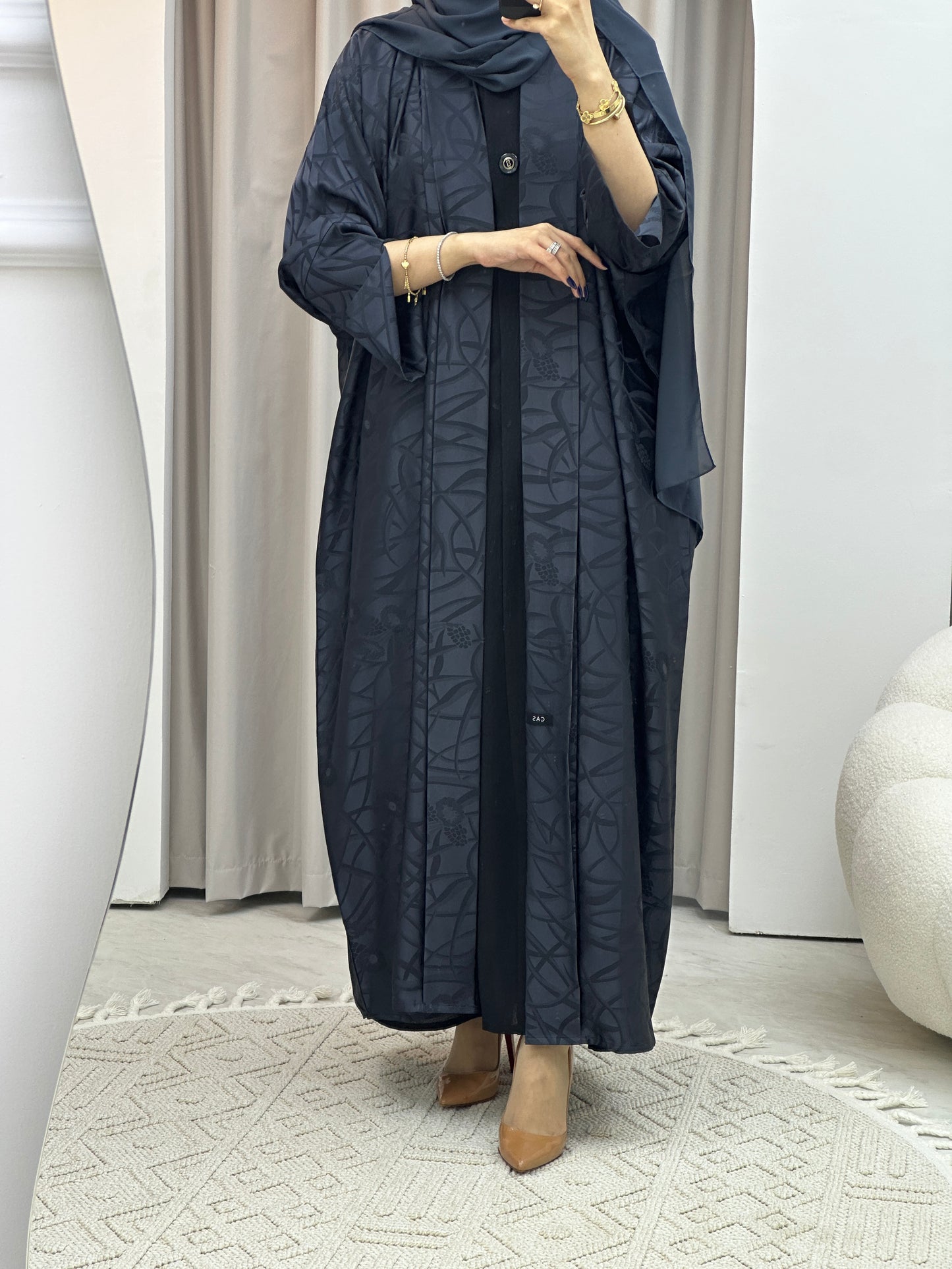 C Navy Blue Swirl Bisht Abaya