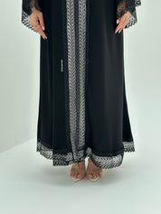 C 1860 Black Crystal Lace Abaya