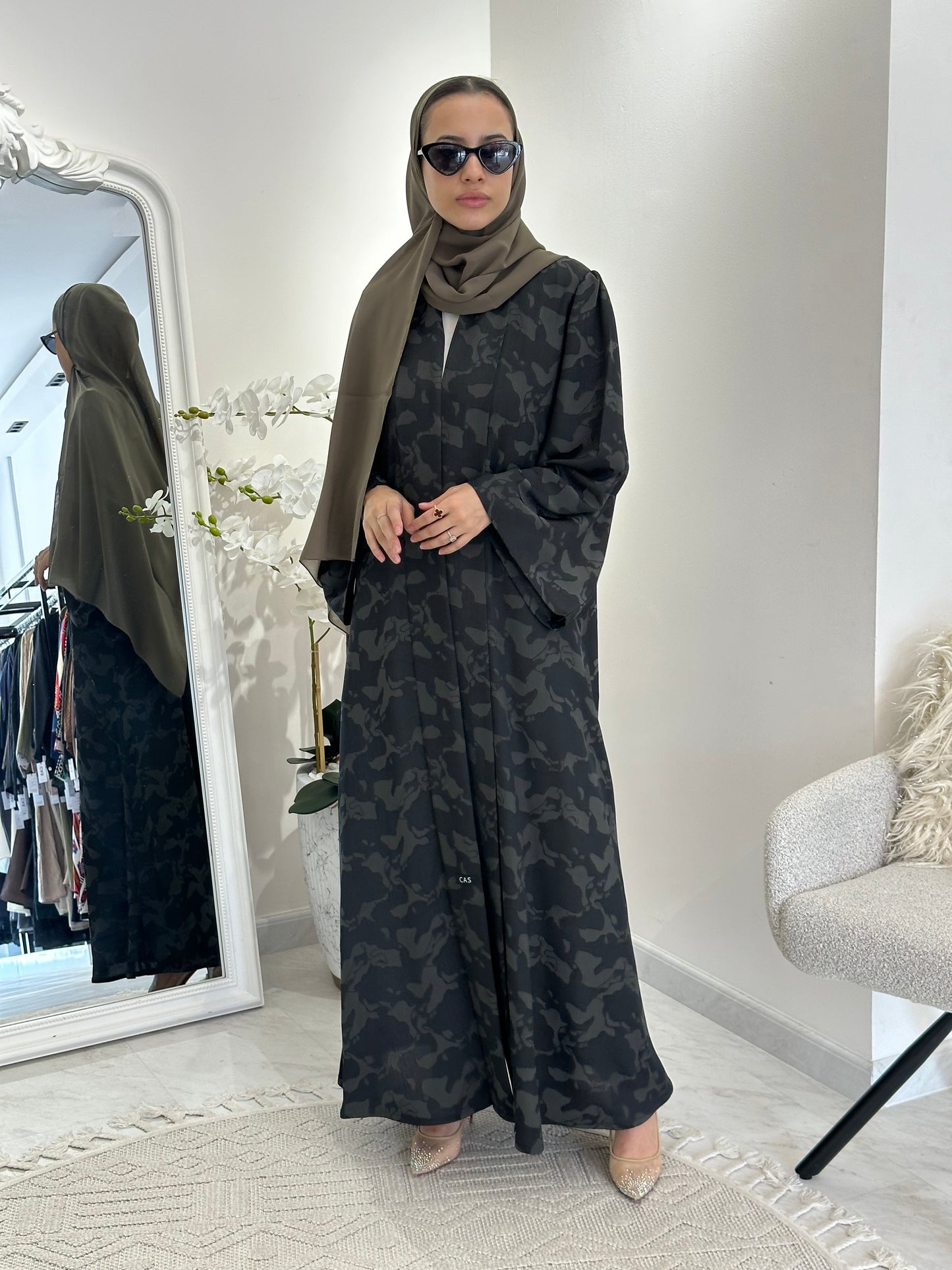 C 0367-04  Olive Army Printed Abaya