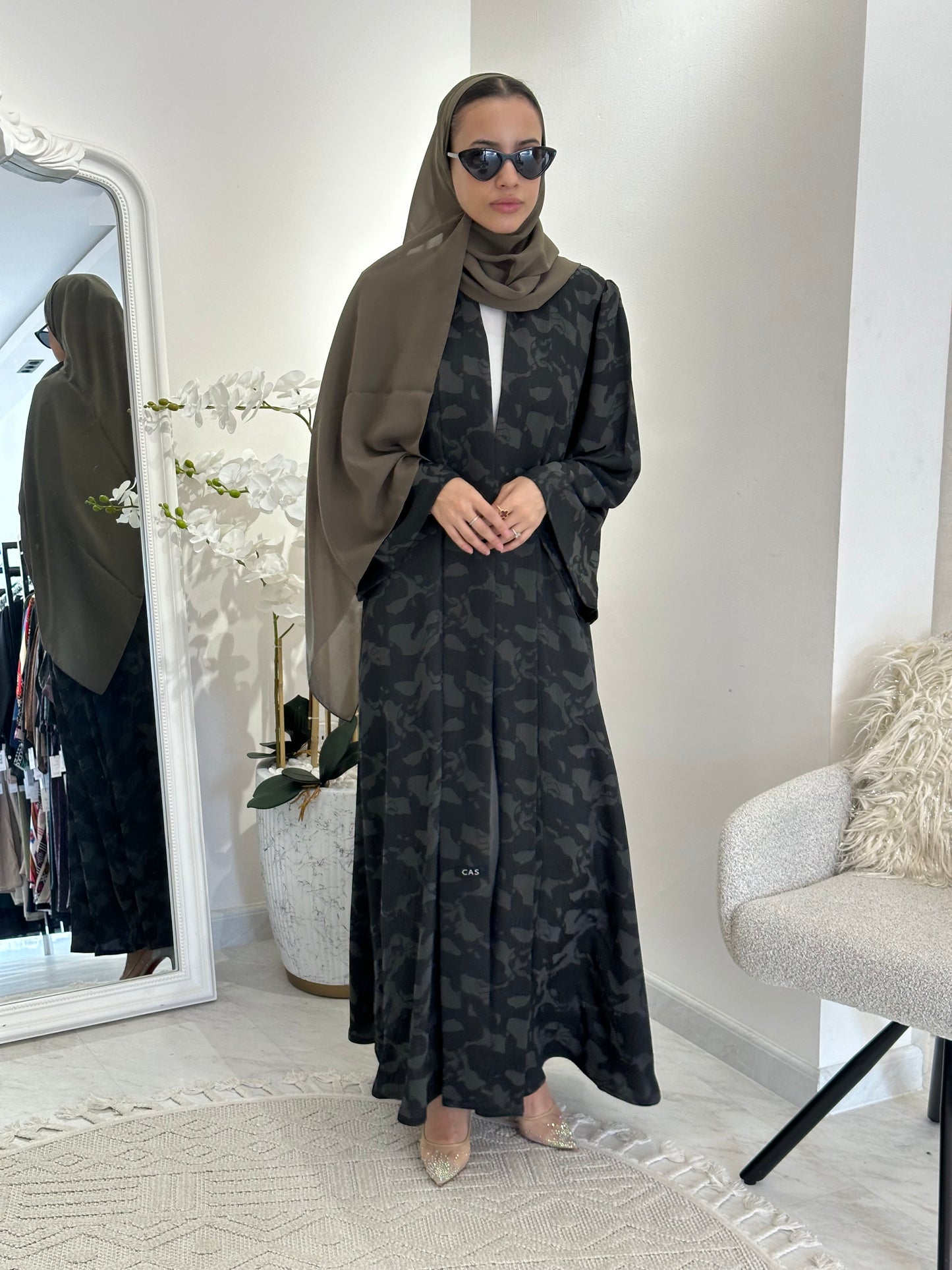 C 0367-04  Olive Army Printed Abaya