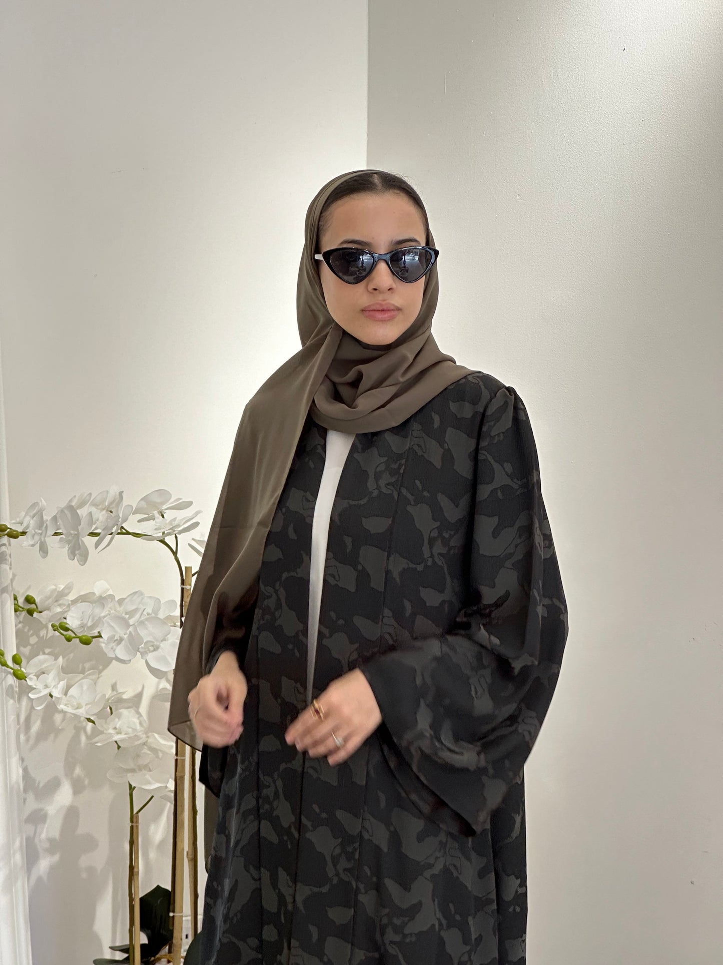 C 0367-04  Olive Army Printed Abaya