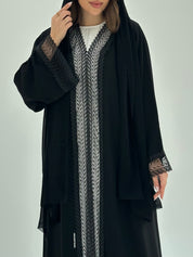 C 1860 Black Crystal Lace Abaya