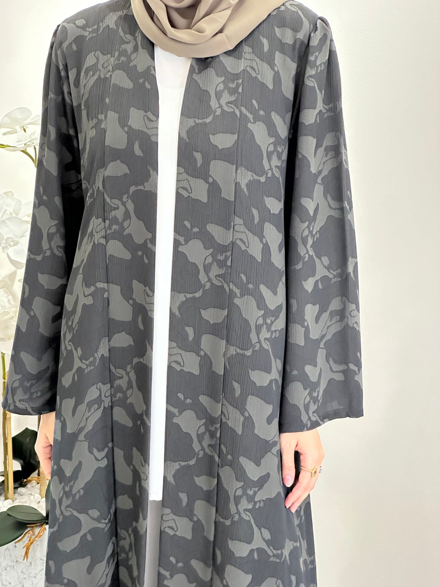 C 0367-04  Olive Army Printed Abaya