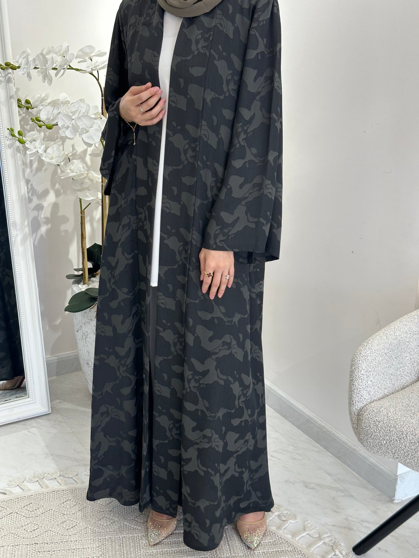 C 0367-04  Olive Army Printed Abaya