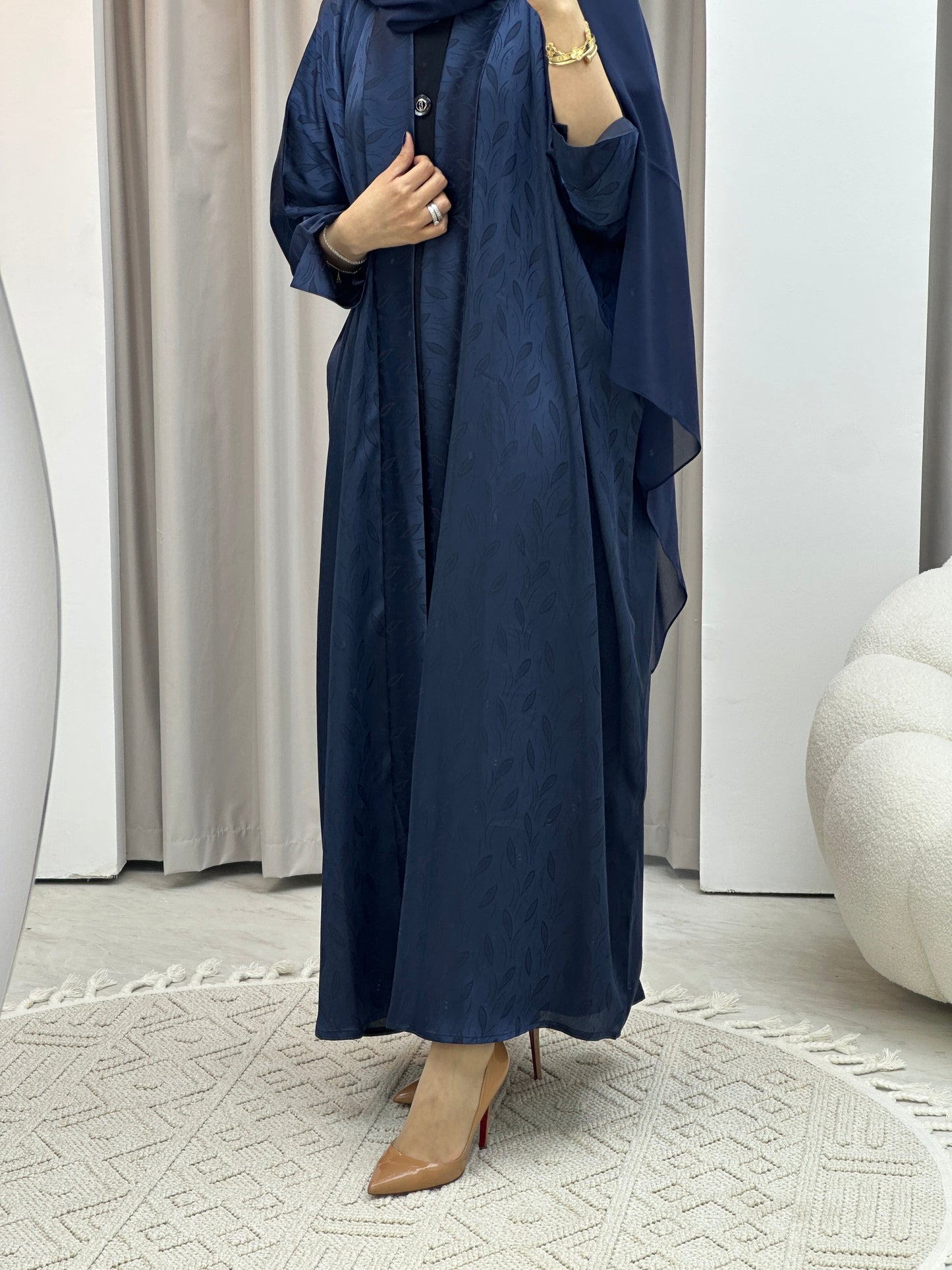 C RTW Blue Leaf Bisht Abaya