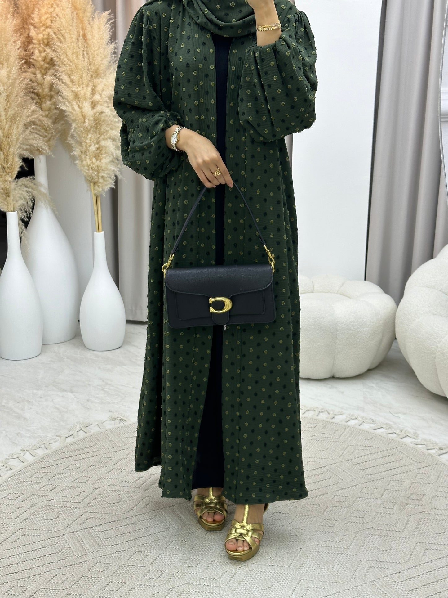 C 0202-03 Green Dots Abaya