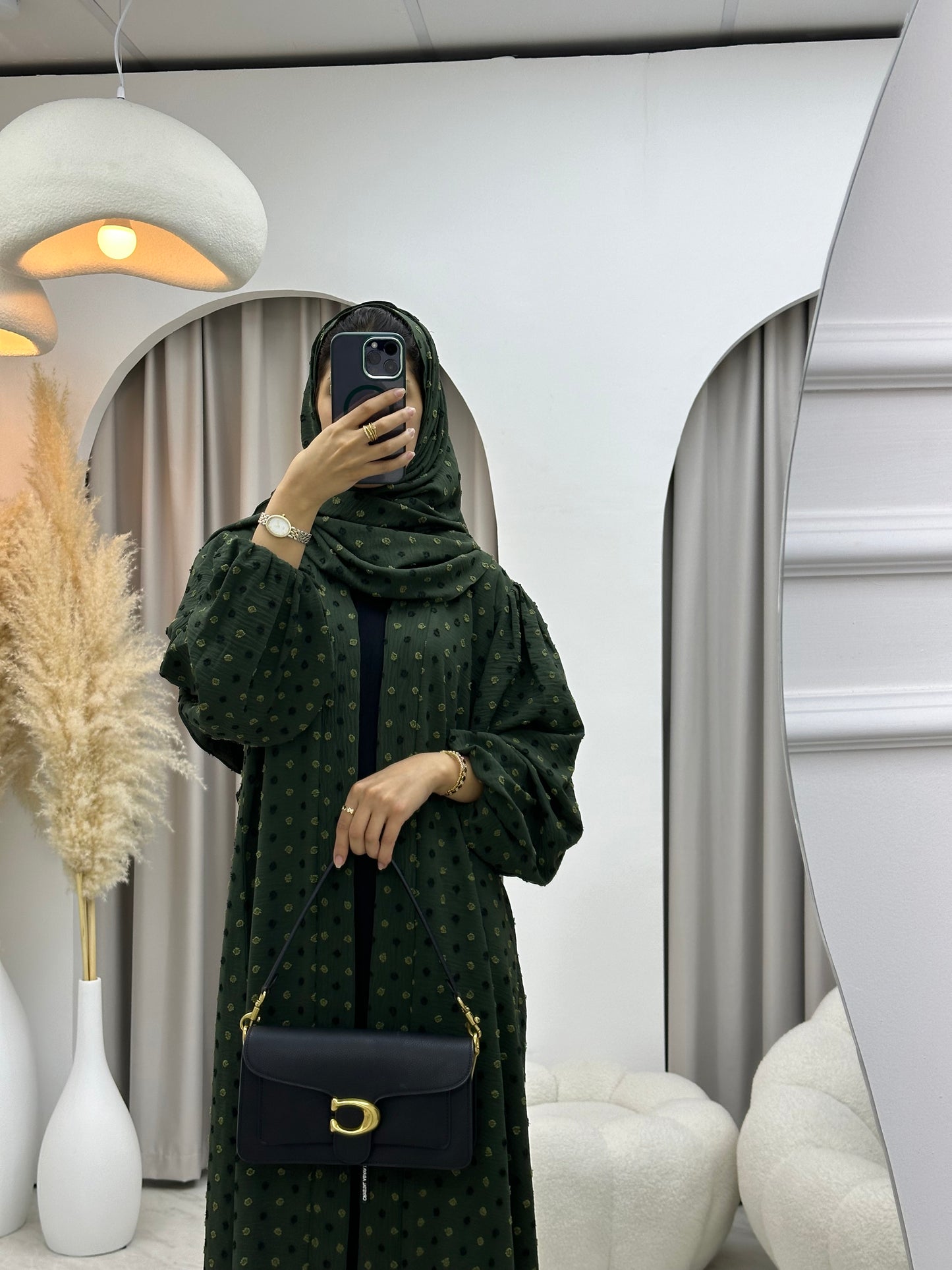 C 0202-03 Green Dots Abaya