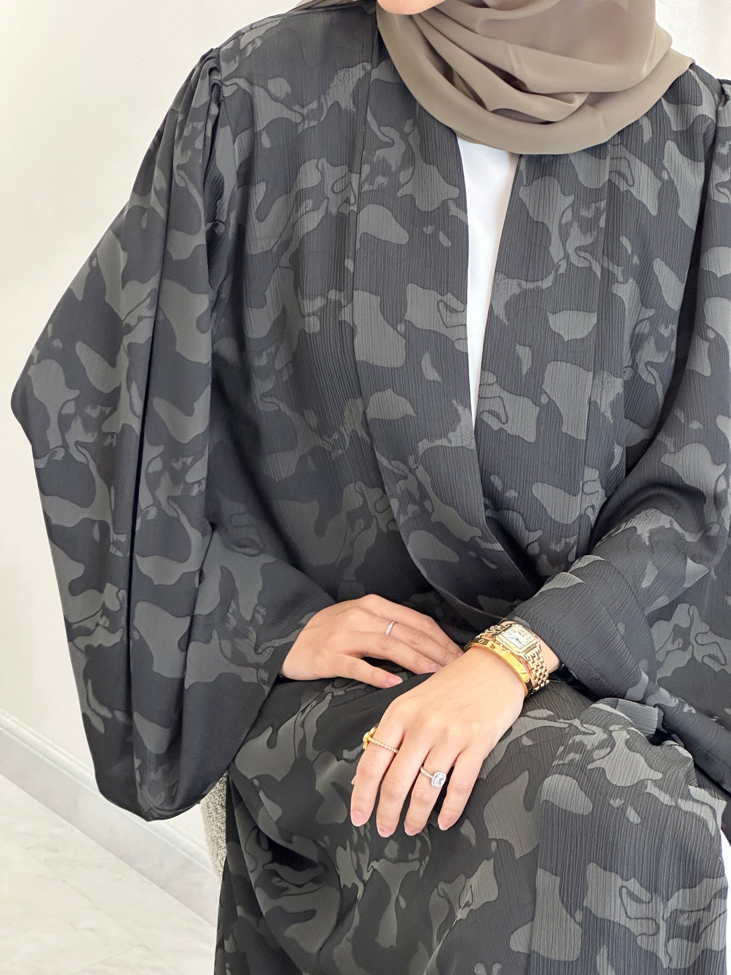 C 0367-04  Olive Army Printed Abaya