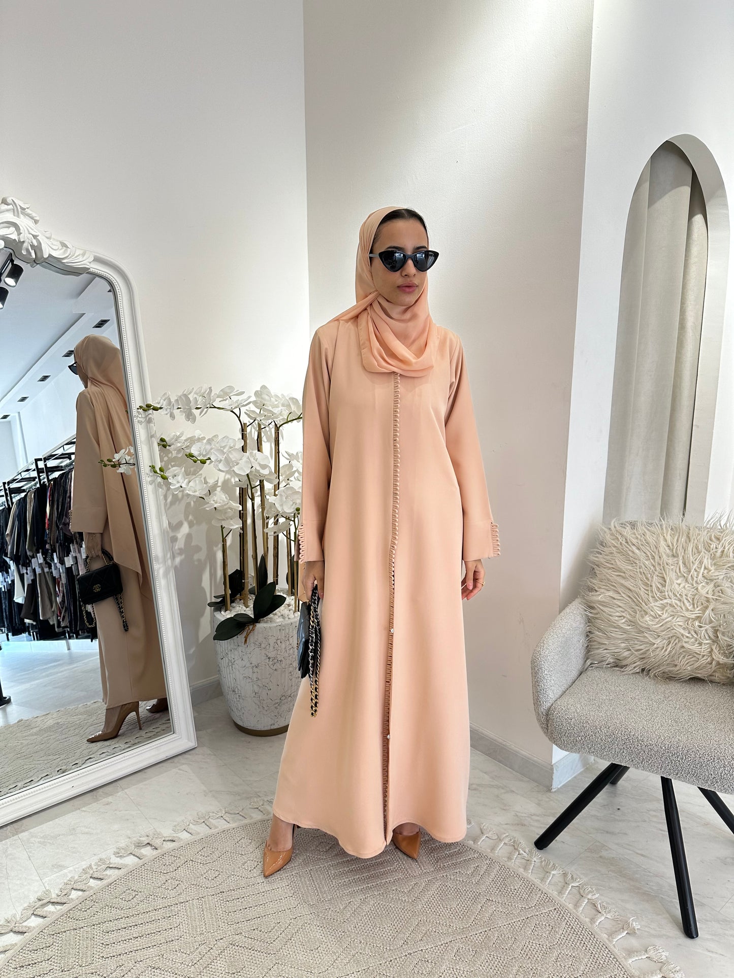 C 0372 Peach Abaya