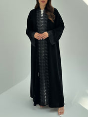 C 1862 Black Crystal Lace Abaya