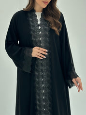 C 1862 Black Crystal Lace Abaya