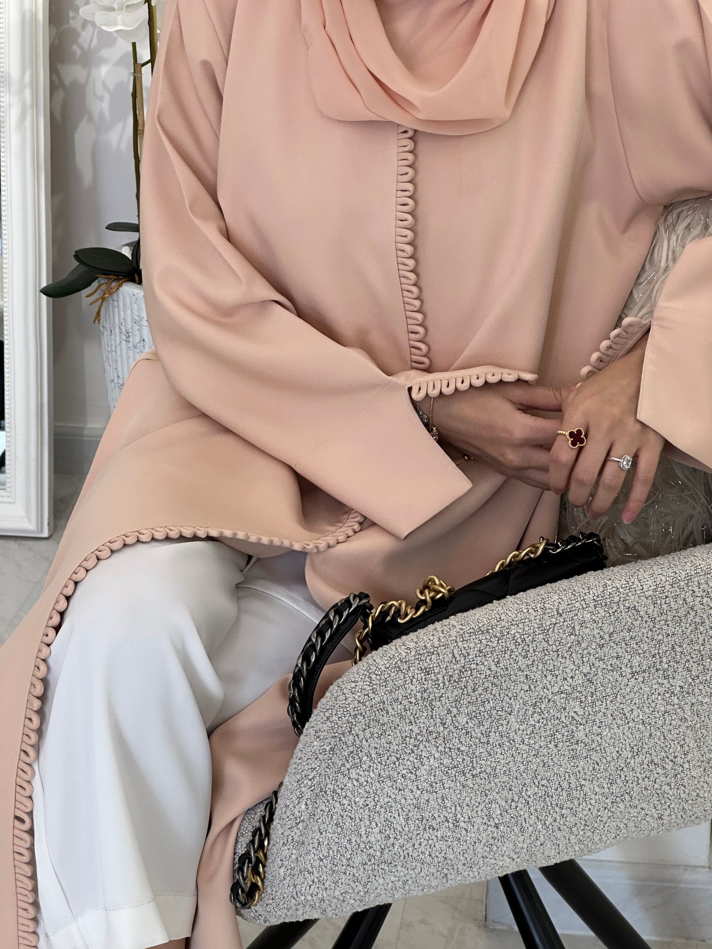 C 0372 Peach Abaya