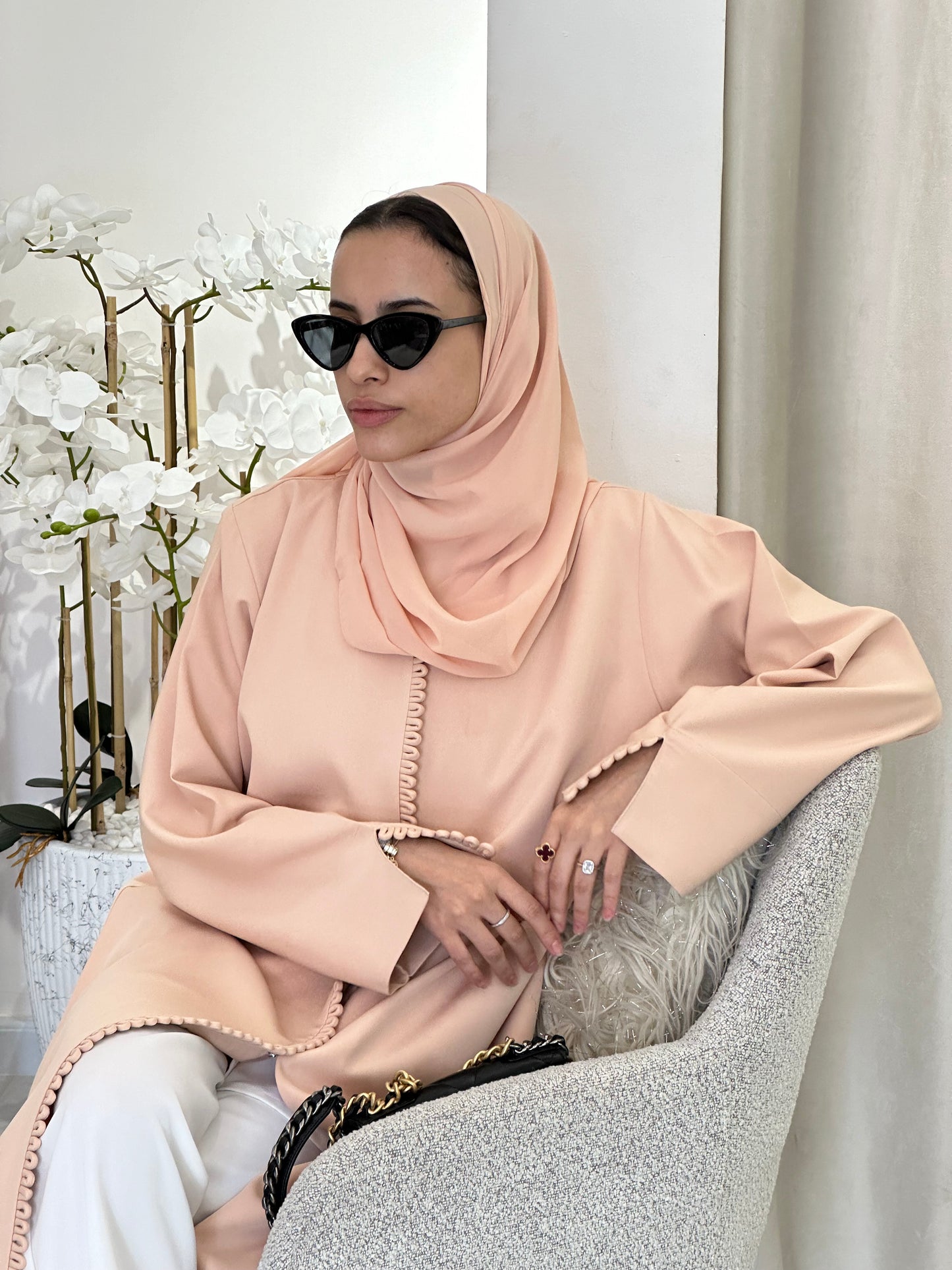 C 0372 Peach Abaya