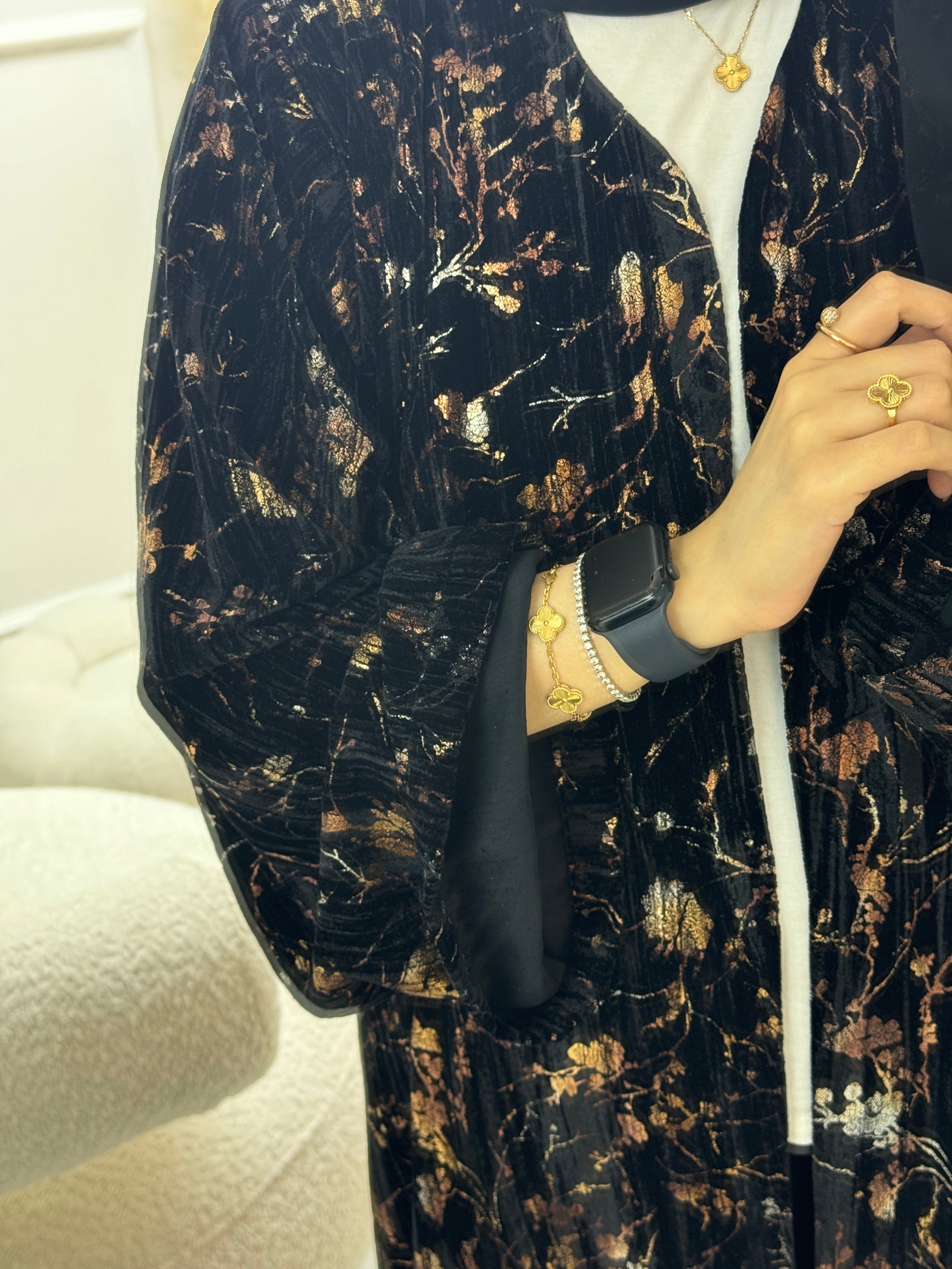 C RTW Black Floral Abaya