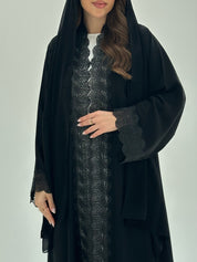 C 1862 Black Crystal Lace Abaya