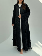 C 1863 Black Floral Abaya