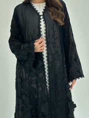 C 1863 Black Floral Abaya