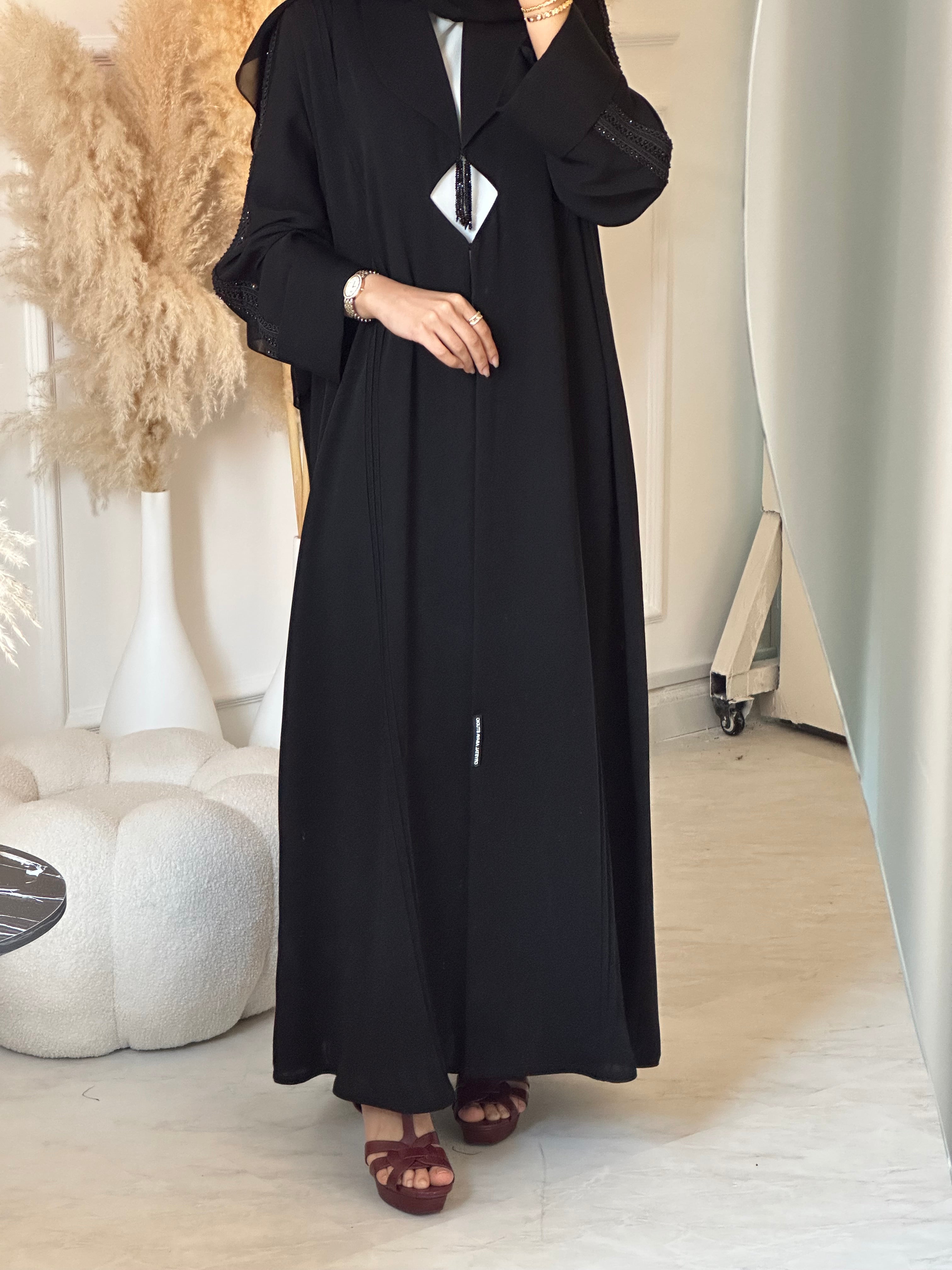 C RTW 0888 Black Beaded Abaya