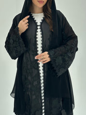 C 1863 Black Floral Abaya