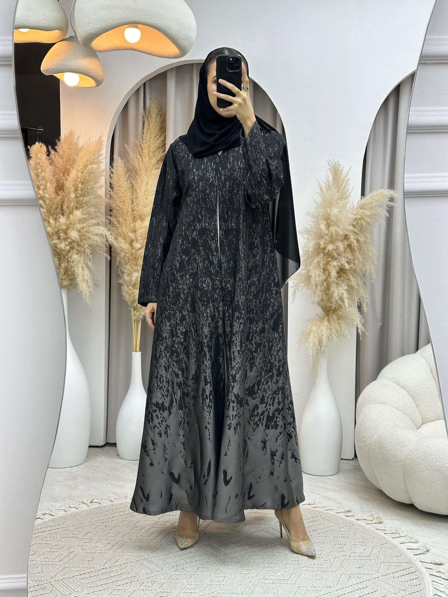 C RTW 0001-02 Grey Eid Kloosh Abaya