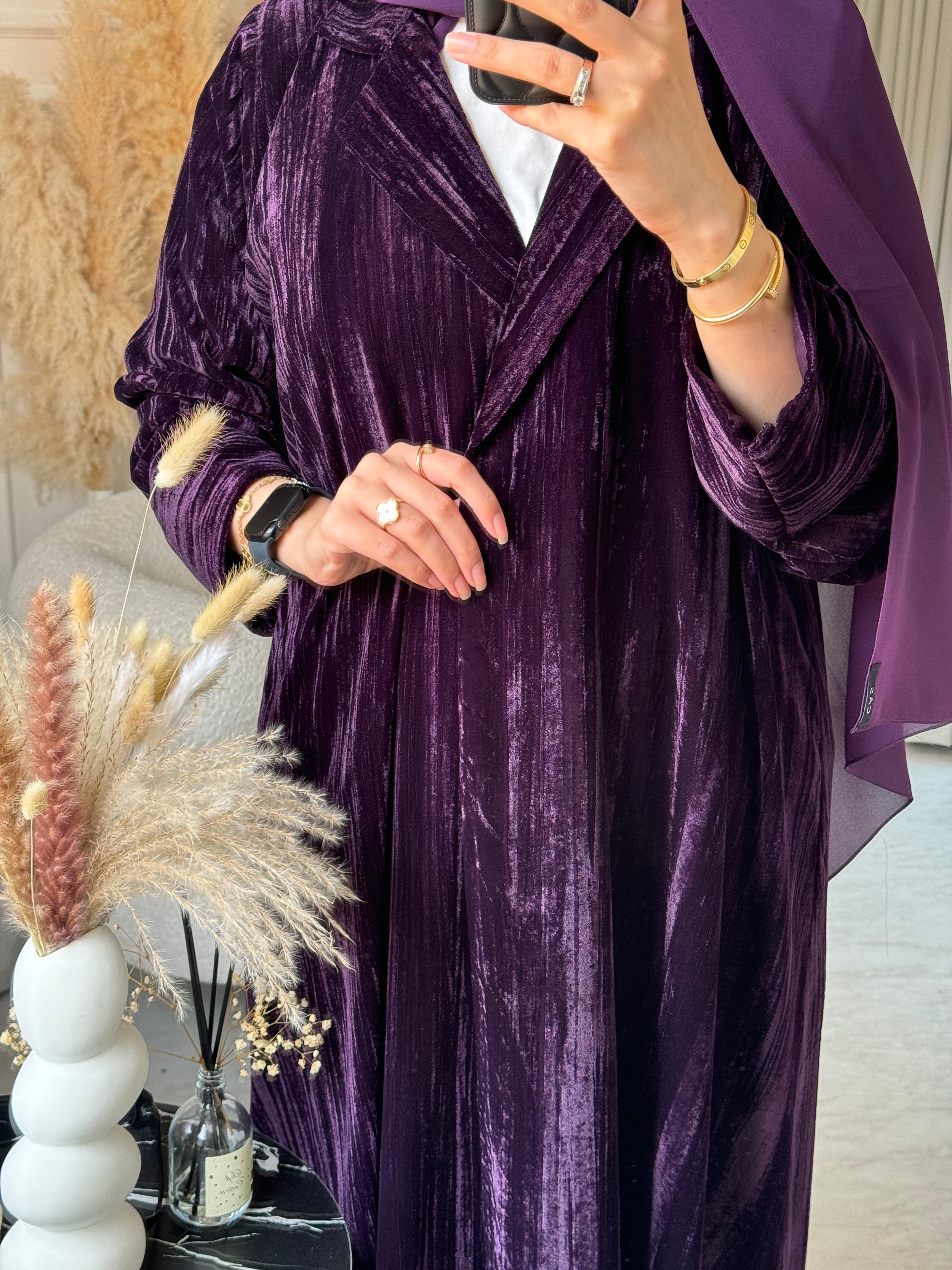 C RTW Purple Velvet Abaya
