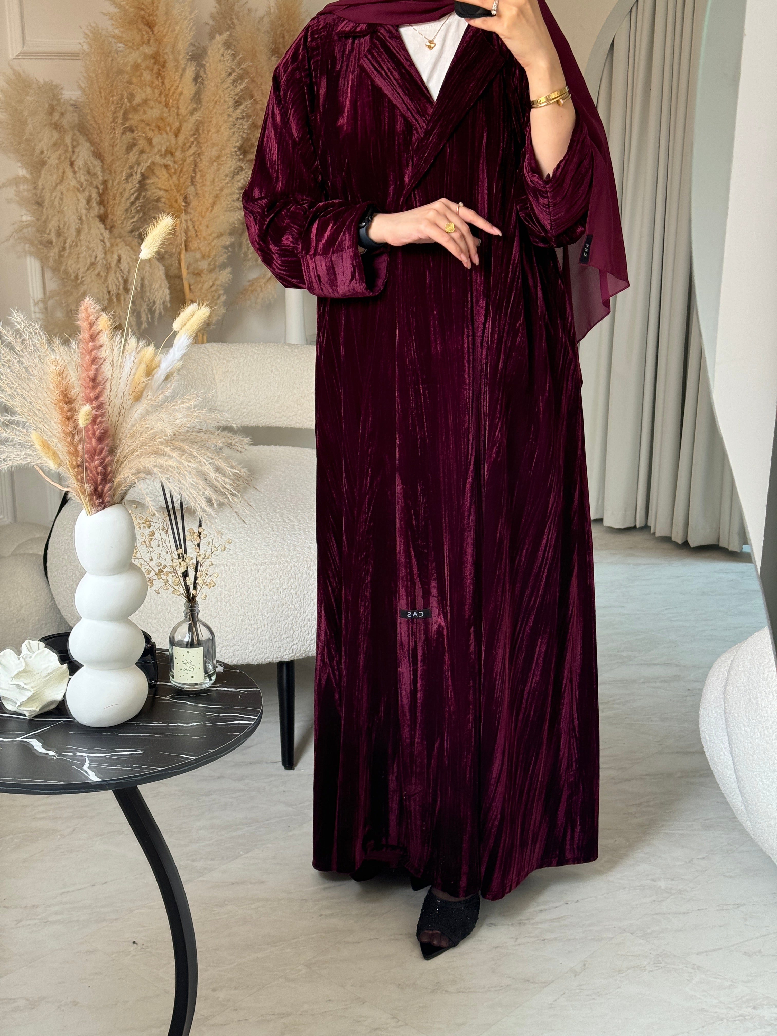 C RTW Maroon Velvet Abaya