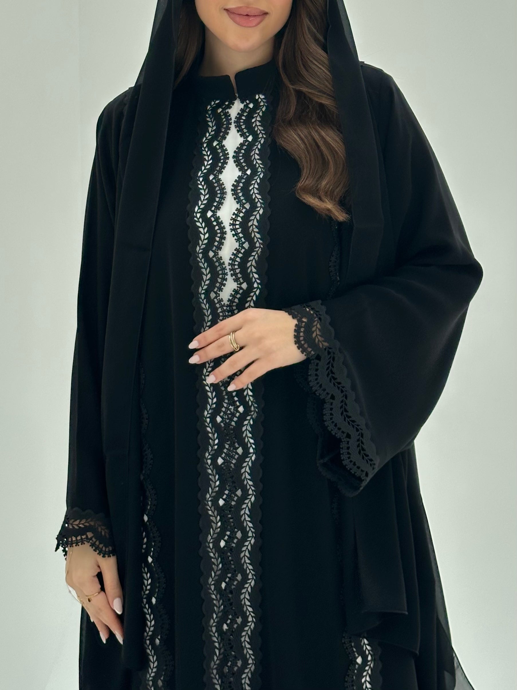 C 1864 Black Lace Abaya