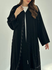 C 1866 Black Beaded Lace Abaya