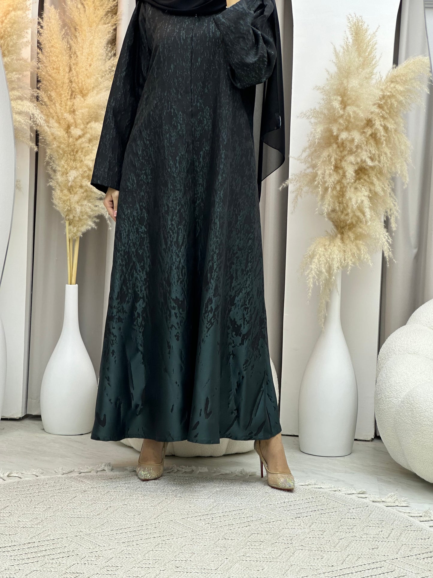 C 0001-04 Dark Green Eid Kloosh Abaya