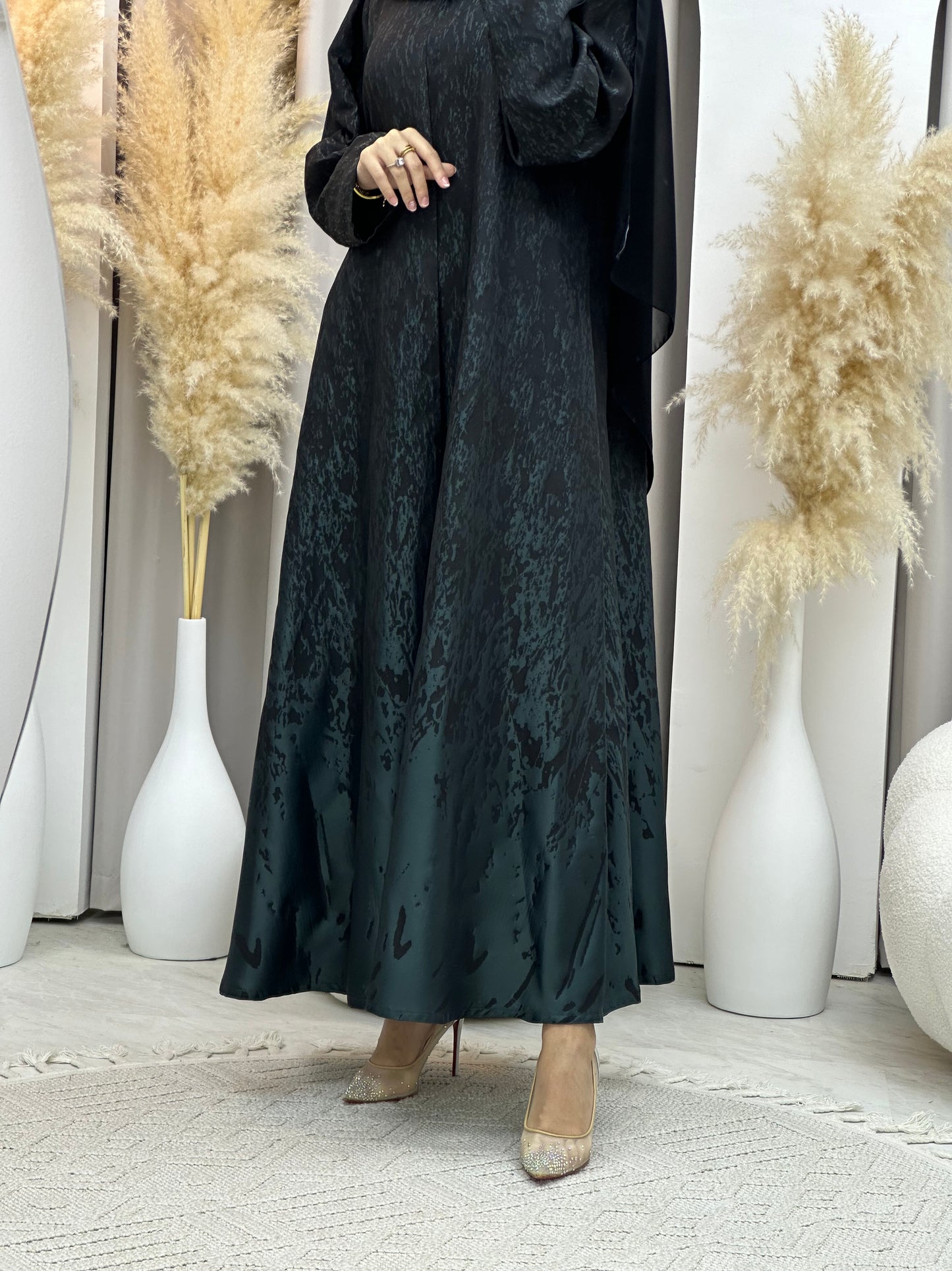 C RTW 0001-04 Dark Green Eid Kloosh Abaya