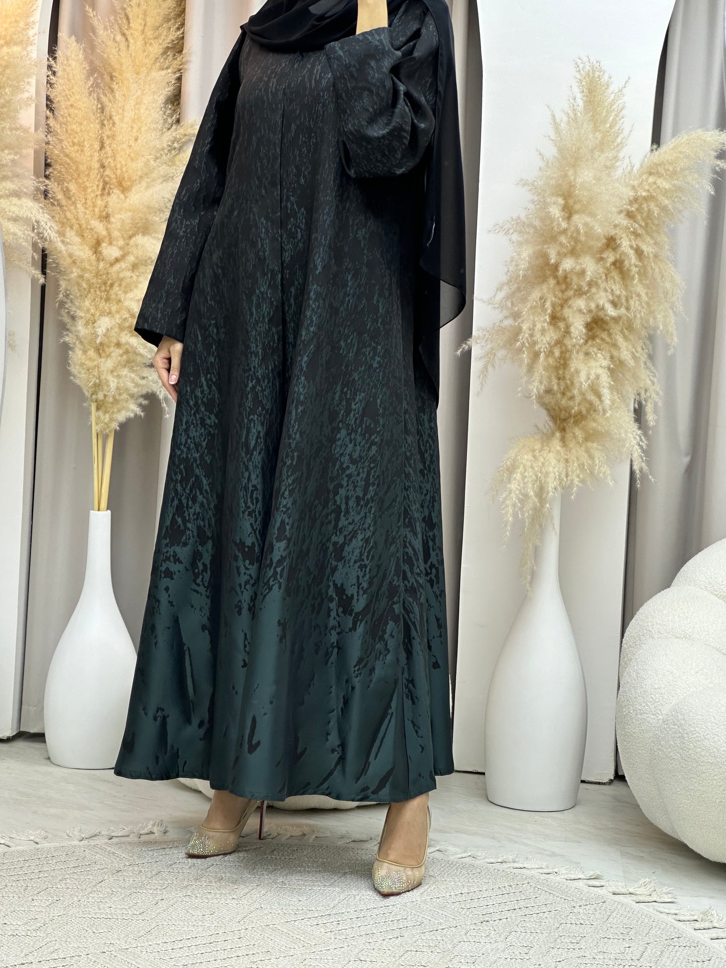 C RTW 0001-04 Dark Green Eid Kloosh Abaya