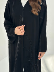 C 1866 Black Beaded Lace Abaya
